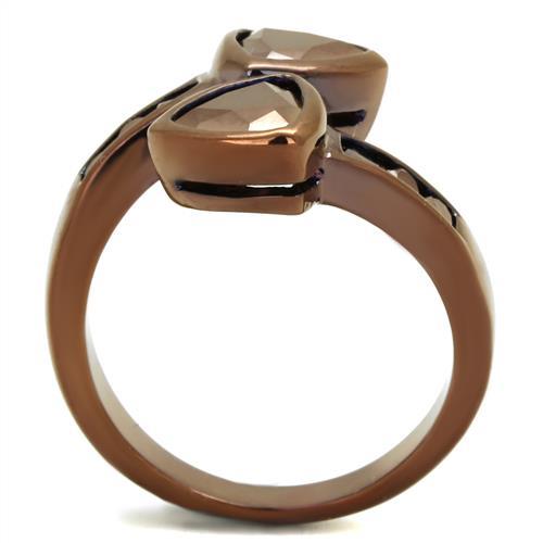 3W1172 - IP Coffee light Brass Ring with AAA Grade CZ  in Light Coffee-2
