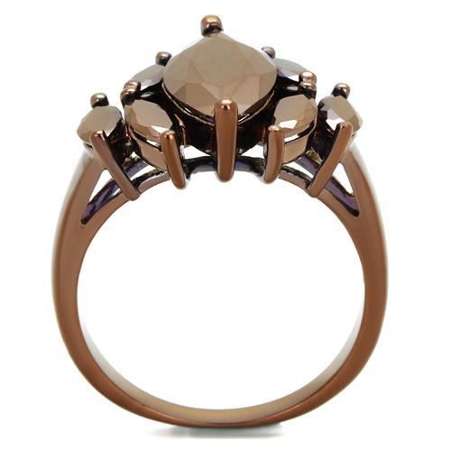 3W1173 - IP Coffee light Brass Ring with AAA Grade CZ  in Light Coffee-2