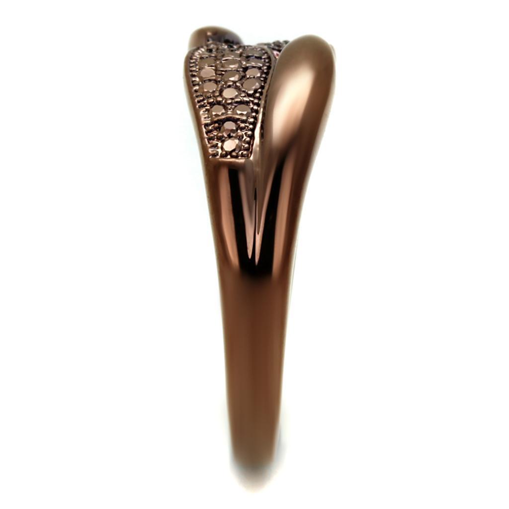 3W1180 - IP Coffee light Brass Ring with AAA Grade CZ  in Light Coffee-3