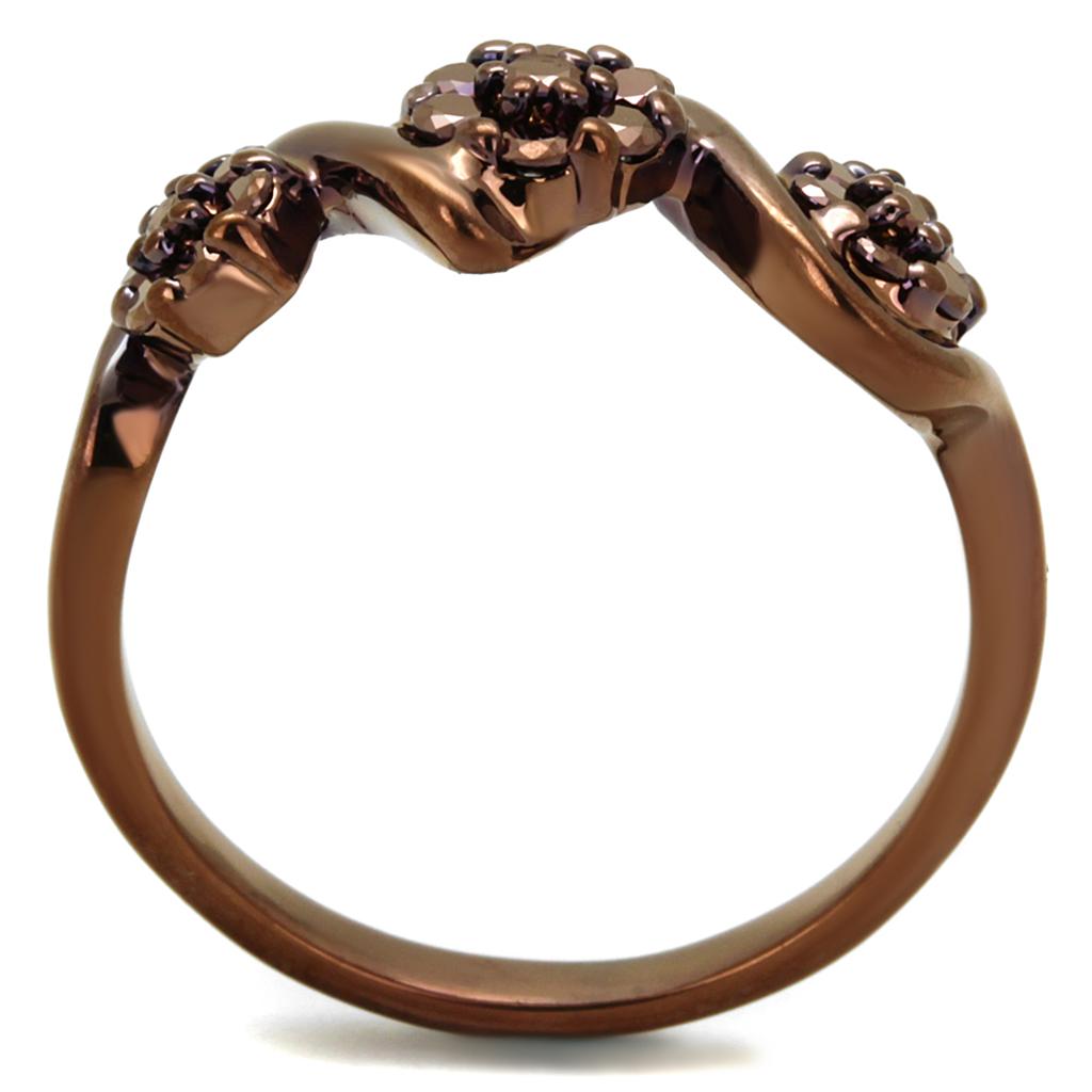 3W1181 - IP Coffee light Brass Ring with AAA Grade CZ  in Light Coffee-2