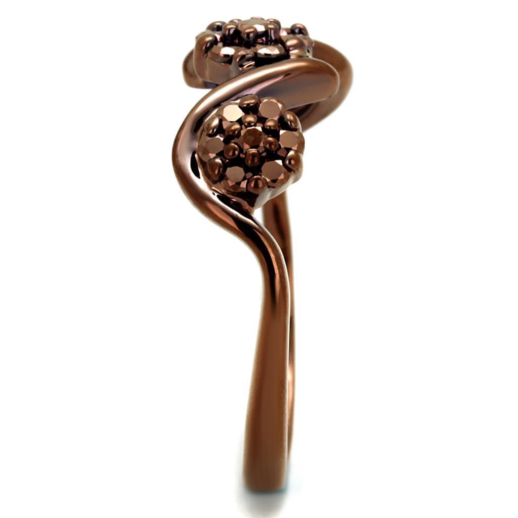 3W1181 - IP Coffee light Brass Ring with AAA Grade CZ  in Light Coffee-3