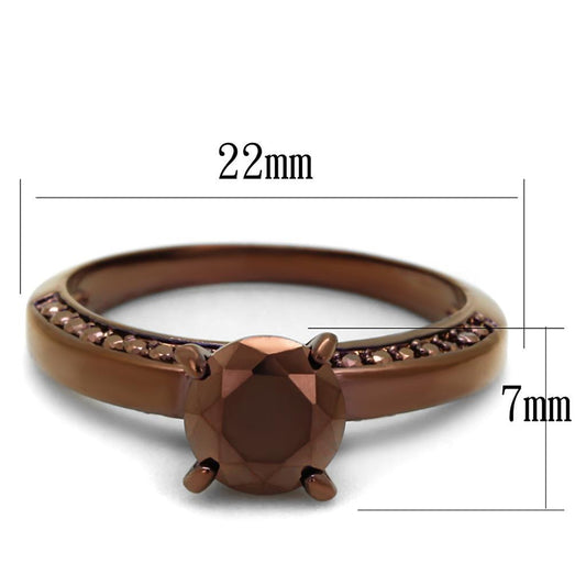 3W1183 - IP Coffee light Brass Ring with AAA Grade CZ  in Light Coffee-1