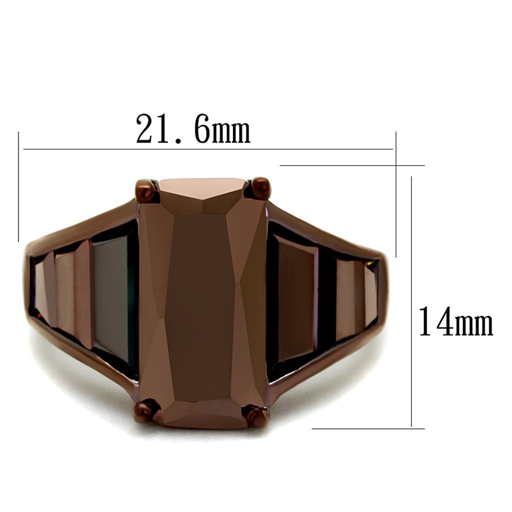 3W1184 - IP Coffee light Brass Ring with AAA Grade CZ  in Light Coffee-1