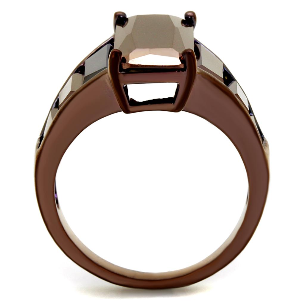 3W1184 - IP Coffee light Brass Ring with AAA Grade CZ  in Light Coffee-2