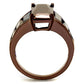 3W1184 - IP Coffee light Brass Ring with AAA Grade CZ  in Light Coffee-2