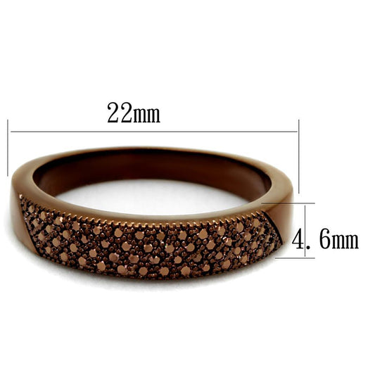 3W1186 - IP Coffee light Brass Ring with AAA Grade CZ  in Light Coffee-1