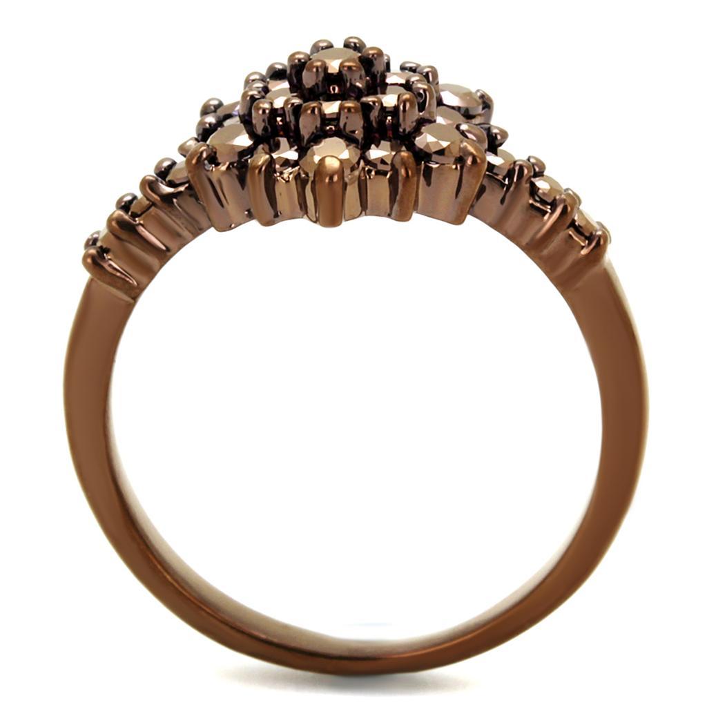 3W1188 - IP Coffee light Brass Ring with AAA Grade CZ  in Light Coffee-2