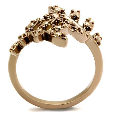 3W1194 - IP Rose Gold(Ion Plating) Brass Ring with AAA Grade CZ  in Metallic Light Gold-2