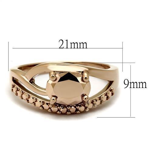 3W1198 - IP Rose Gold(Ion Plating) Brass Ring with AAA Grade CZ  in Metallic Light Gold-1