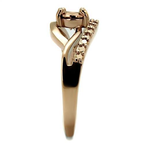 3W1198 - IP Rose Gold(Ion Plating) Brass Ring with AAA Grade CZ  in Metallic Light Gold-3