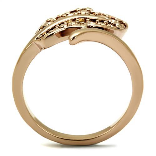 3W1200 - IP Rose Gold(Ion Plating) Brass Ring with AAA Grade CZ  in Metallic Light Gold-2