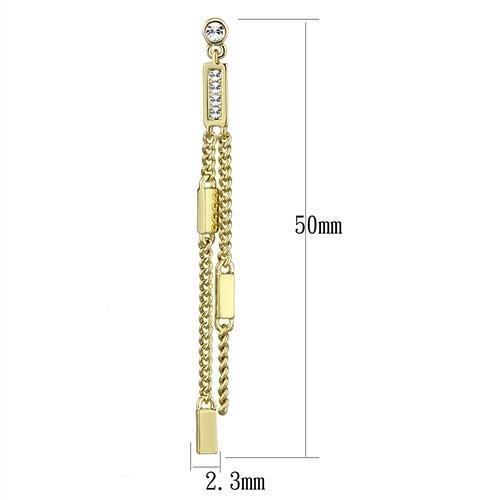 3W1203 - Gold Brass Earrings with Top Grade Crystal  in Clear-1