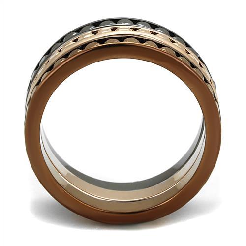 3W1208 - IP Rose Gold & IP Light Black & IP Light coffee Brass Ring with Top Grade Crystal  in Multi Color-2
