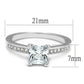 3W1209 - Rhodium Brass Ring with AAA Grade CZ  in Clear-1
