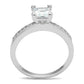 3W1209 - Rhodium Brass Ring with AAA Grade CZ  in Clear-2