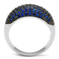 3W1212 - Rhodium + Ruthenium Brass Ring with AAA Grade CZ  in London Blue-2