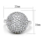 3W1213 - Rhodium Brass Ring with AAA Grade CZ  in Clear-1