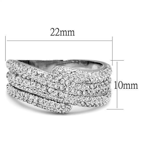 3W1214 - Rhodium Brass Ring with AAA Grade CZ  in Clear-1