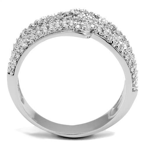 3W1214 - Rhodium Brass Ring with AAA Grade CZ  in Clear-2