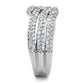 3W1214 - Rhodium Brass Ring with AAA Grade CZ  in Clear-3