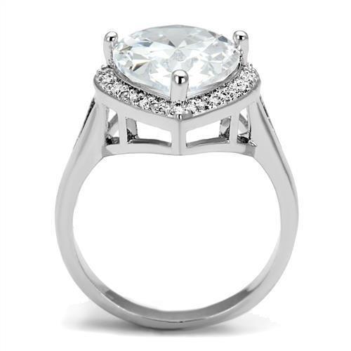 3W1215 - Rhodium Brass Ring with AAA Grade CZ  in Clear-2