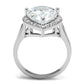 3W1215 - Rhodium Brass Ring with AAA Grade CZ  in Clear-2
