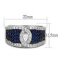 3W1216 - Rhodium + Ruthenium Brass Ring with AAA Grade CZ  in London Blue-1