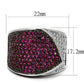3W1217 - Rhodium + Ruthenium Brass Ring with AAA Grade CZ  in Ruby-1
