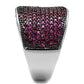 3W1217 - Rhodium + Ruthenium Brass Ring with AAA Grade CZ  in Ruby-4