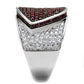 3W1217 - Rhodium + Ruthenium Brass Ring with AAA Grade CZ  in Ruby-3
