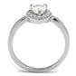 3W1219 - Rhodium Brass Ring with AAA Grade CZ  in Clear-2