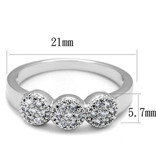 3W1220 - Rhodium Brass Ring with AAA Grade CZ  in Clear-1