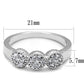 3W1220 - Rhodium Brass Ring with AAA Grade CZ  in Clear-1