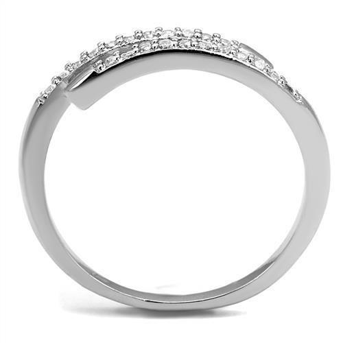 3W1222 - Rhodium Brass Ring with AAA Grade CZ  in Clear-2