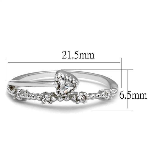 3W1223 - Rhodium Brass Ring with AAA Grade CZ  in Clear-1
