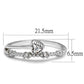 3W1223 - Rhodium Brass Ring with AAA Grade CZ  in Clear-1