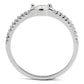 3W1225 - Rhodium Brass Ring with AAA Grade CZ  in Clear-2