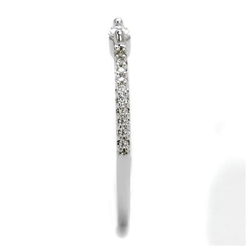 3W1225 - Rhodium Brass Ring with AAA Grade CZ  in Clear-3