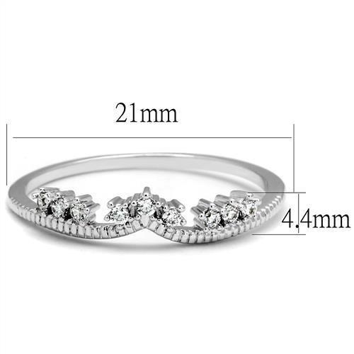 3W1226 - Rhodium Brass Ring with AAA Grade CZ  in Clear-1