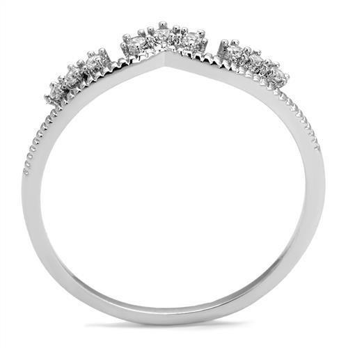 3W1226 - Rhodium Brass Ring with AAA Grade CZ  in Clear-2