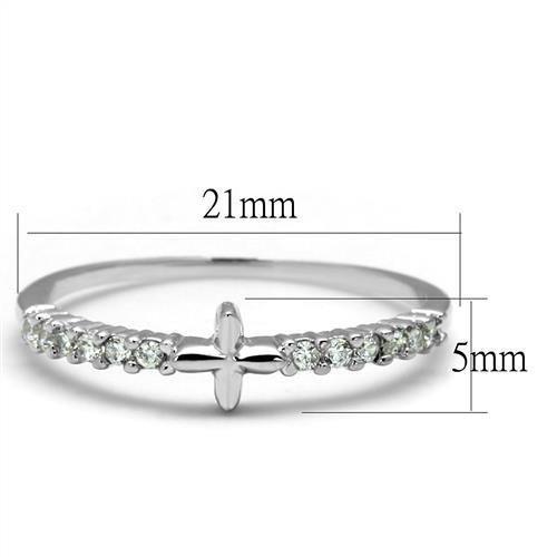 3W1227 - Rhodium Brass Ring with AAA Grade CZ  in Clear-1