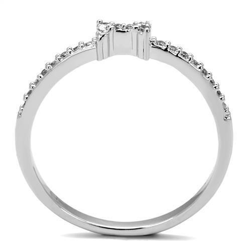 3W1228 - Rhodium Brass Ring with AAA Grade CZ  in Clear-2