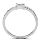 3W1228 - Rhodium Brass Ring with AAA Grade CZ  in Clear-2