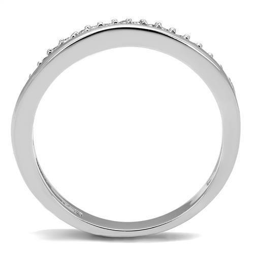 3W1229 - Rhodium Brass Ring with AAA Grade CZ  in Clear-2