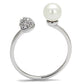 3W1230 - Rhodium Brass Ring with Synthetic Pearl in White-2