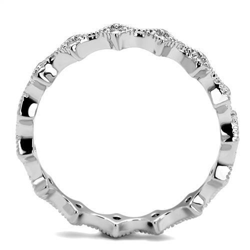 3W1231 - Rhodium Brass Ring with AAA Grade CZ  in Clear-2