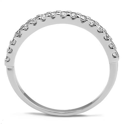 3W1232 - Rhodium Brass Ring with AAA Grade CZ  in Clear-2
