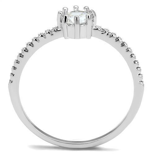 3W1233 - Rhodium Brass Ring with AAA Grade CZ  in Clear-2