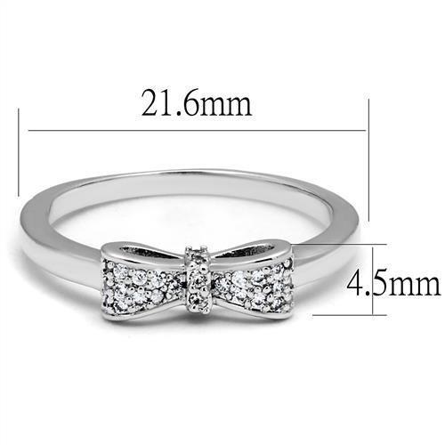 3W1235 - Rhodium Brass Ring with AAA Grade CZ  in Clear-1
