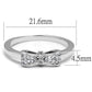 3W1235 - Rhodium Brass Ring with AAA Grade CZ  in Clear-1